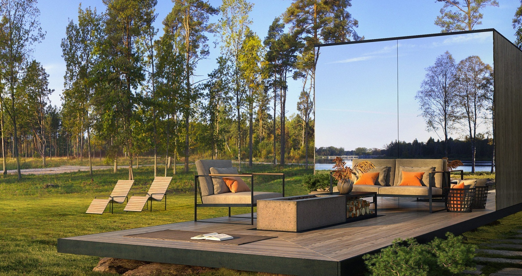 Large – Prefab Outdoor Glass Mirror Sauna by ÖÖD